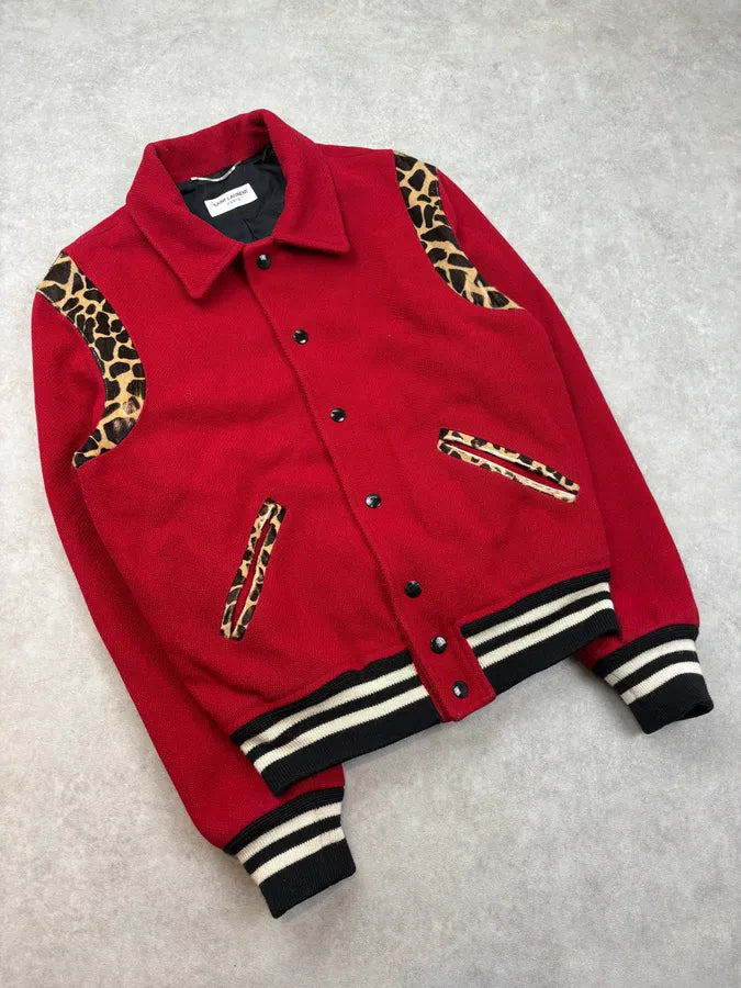 AW2014 Saint Laurent Cheetah Red Pony Hair Teddy Jacket by Hedi Slimane JSiSpSF 3