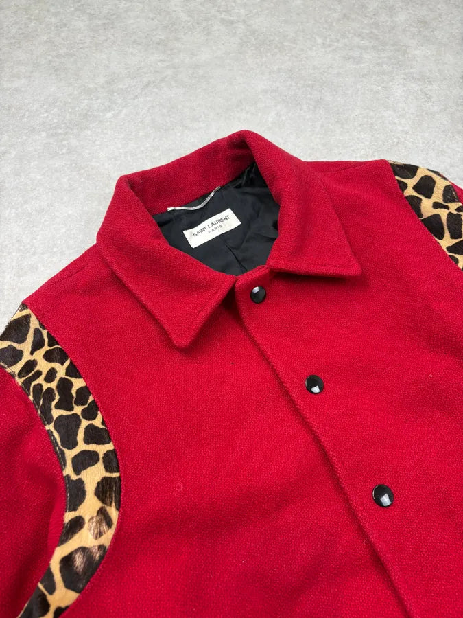 AW2014 Saint Laurent Cheetah Red Pony Hair Teddy Jacket by Hedi Slimane JSiSpSF 4