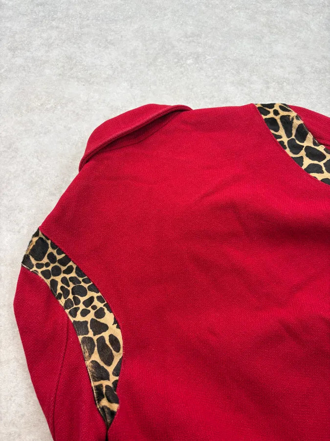 AW2014 Saint Laurent Cheetah Red Pony Hair Teddy Jacket by Hedi Slimane JSiSpSF 8