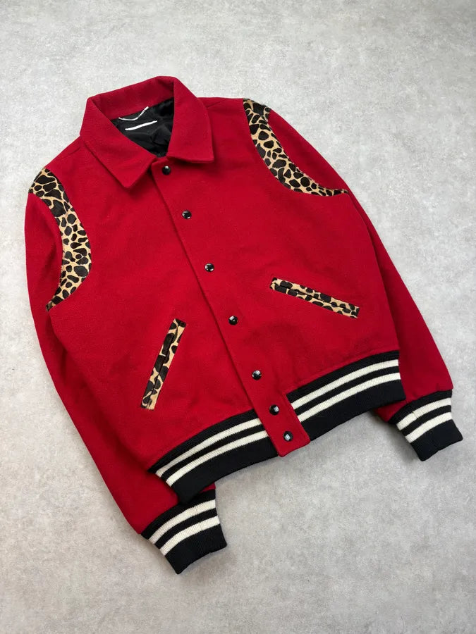 AW2014 Saint Laurent Cheetah Red Pony Hair Teddy Jacket by Hedi Slimane rzMhCBu 2