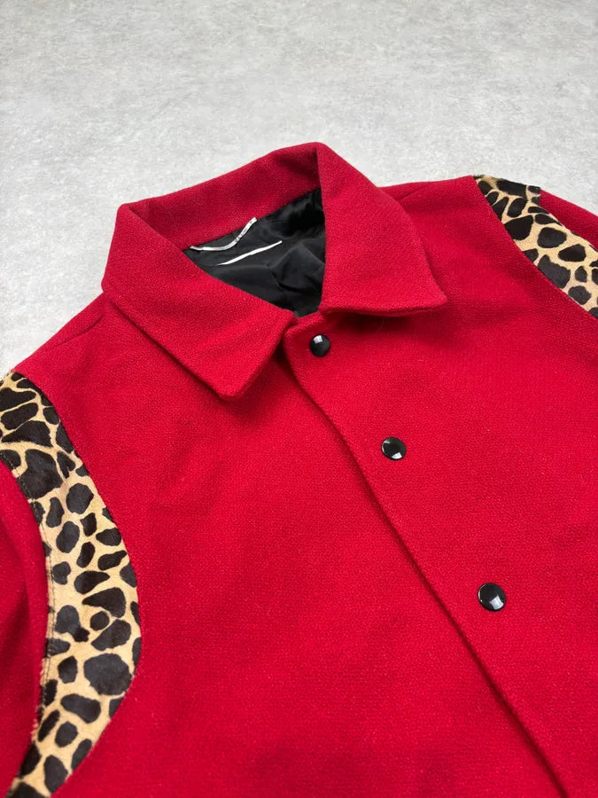 AW2014 Saint Laurent Cheetah Red Pony Hair Teddy Jacket by Hedi Slimane rzMhCBu 3