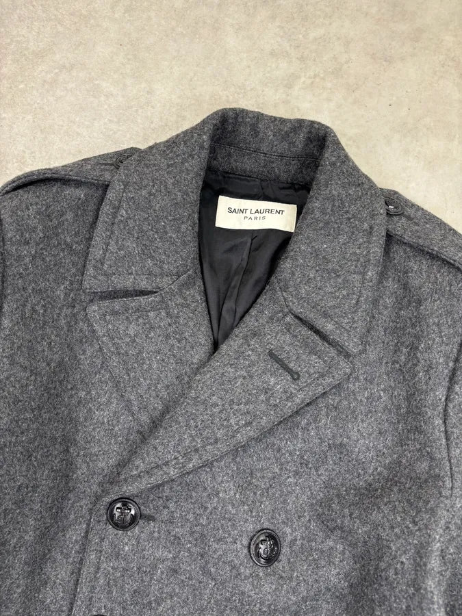 AW2014 Saint Laurent Grey Wool Caban Jacket by Hedi Slimane zlaFWLk 3