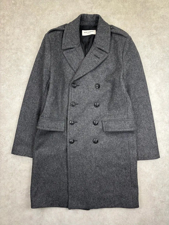 AW2014 Saint Laurent Grey Wool Caban Jacket by Hedi Slimane zlaFWLk 0