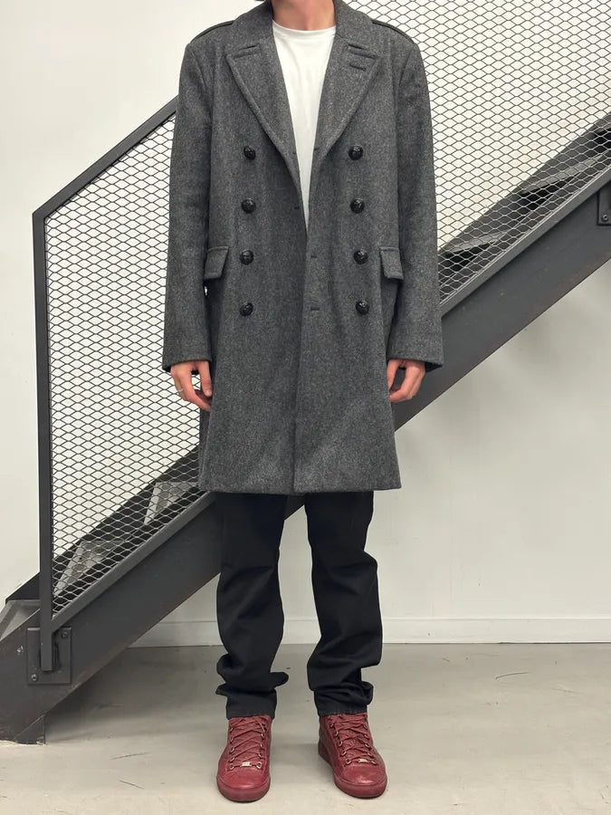 AW2014 Saint Laurent Grey Wool Caban Jacket by Hedi Slimane zlaFWLk 1