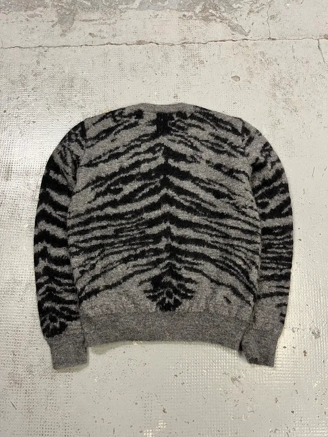 AW2014 Saint Laurent Tiger Stripes Grey Mohair Sweater jeAGXEq 6