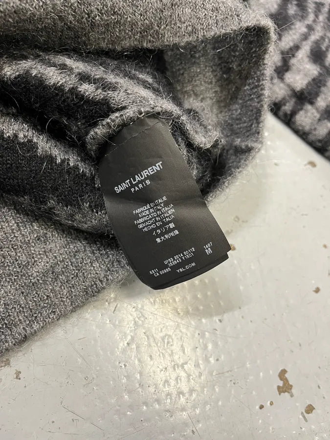 AW2014 Saint Laurent Tiger Stripes Grey Mohair Sweater jeAGXEq 8