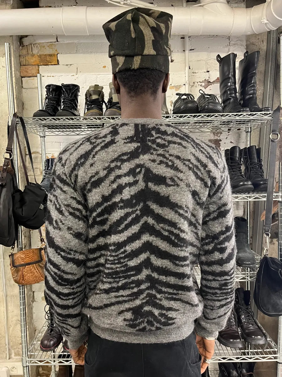 AW2014 Saint Laurent Zebra Black & Grey Wool Sweat UsFKeFU 2