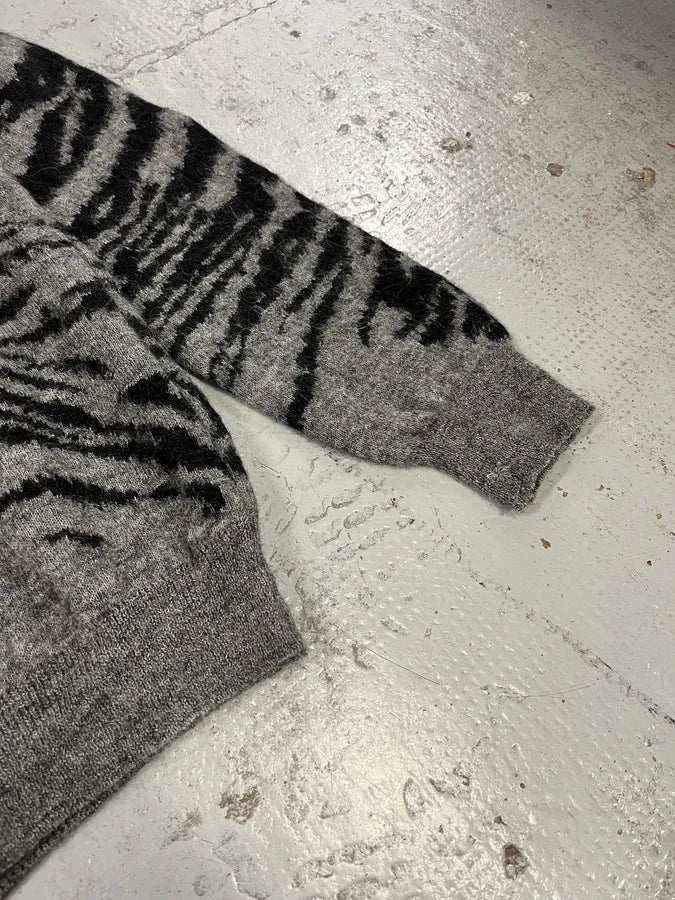 AW2014 Saint Laurent Zebra Black & Grey Wool Sweat UsFKeFU 5