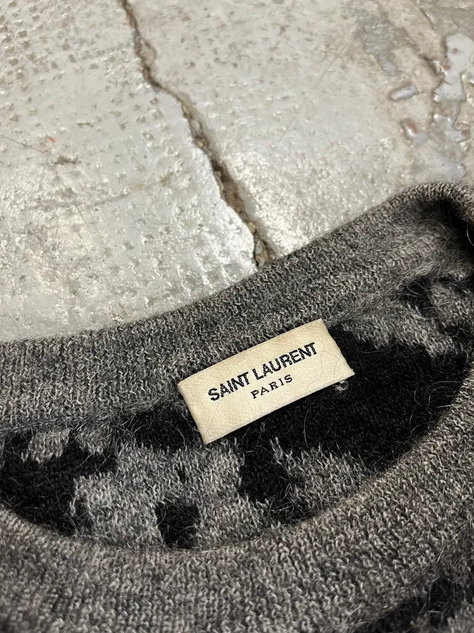 AW2014 Saint Laurent Zebra Black & Grey Wool Sweat UsFKeFU 6
