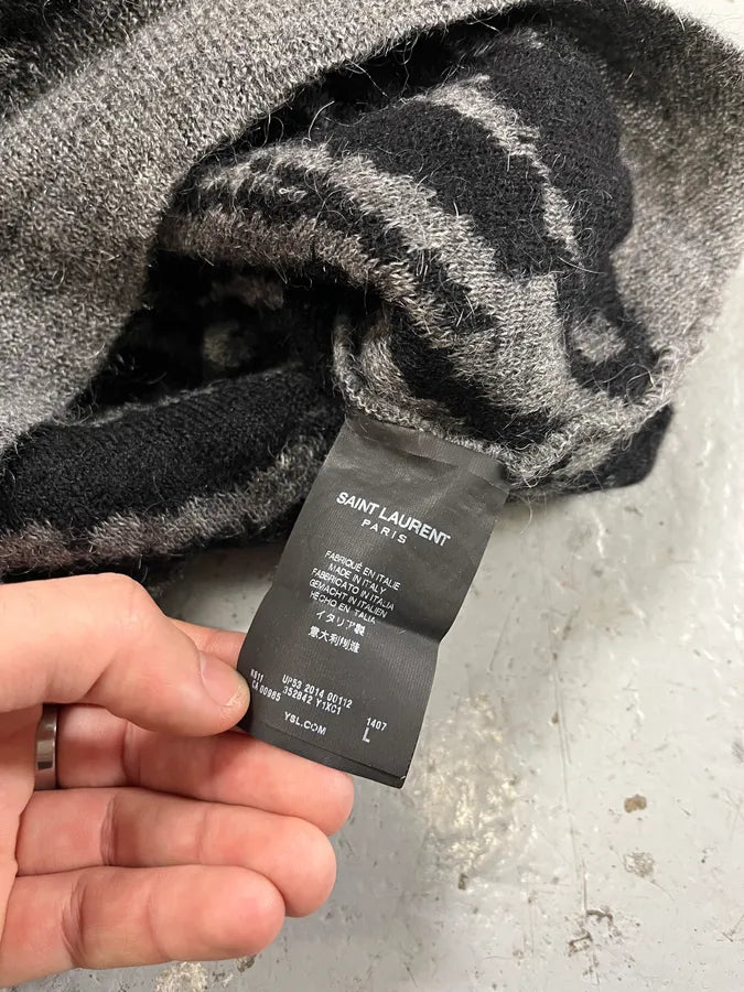 AW2014 Saint Laurent Zebra Black & Grey Wool Sweat UsFKeFU 8