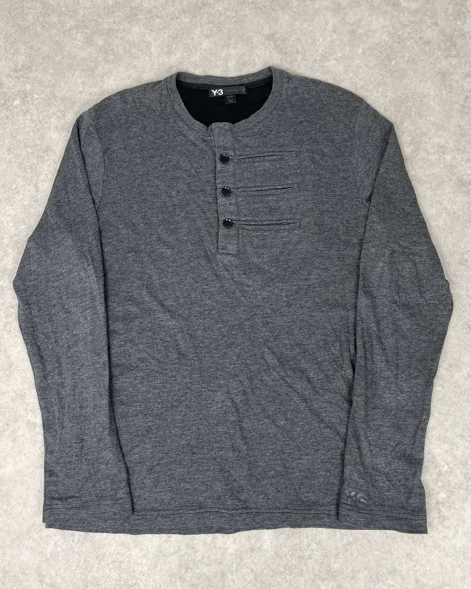 AW2014 Yohji Yamamoto Grey Henley Longsleeve WsWlDzw 0