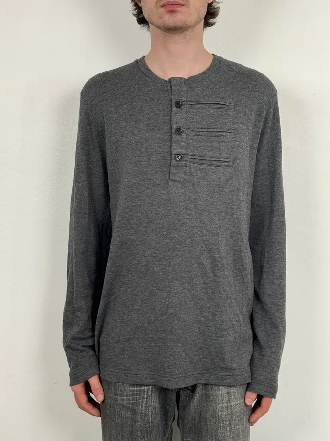 AW2014 Yohji Yamamoto Grey Henley Longsleeve WsWlDzw 1