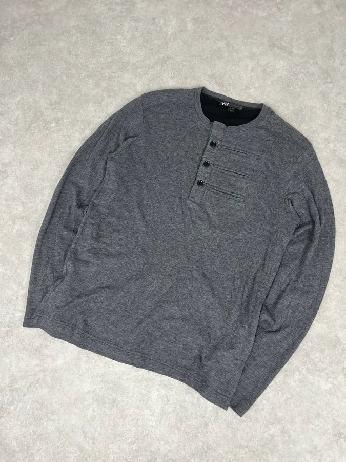 AW2014 Yohji Yamamoto Grey Henley Longsleeve WsWlDzw 3