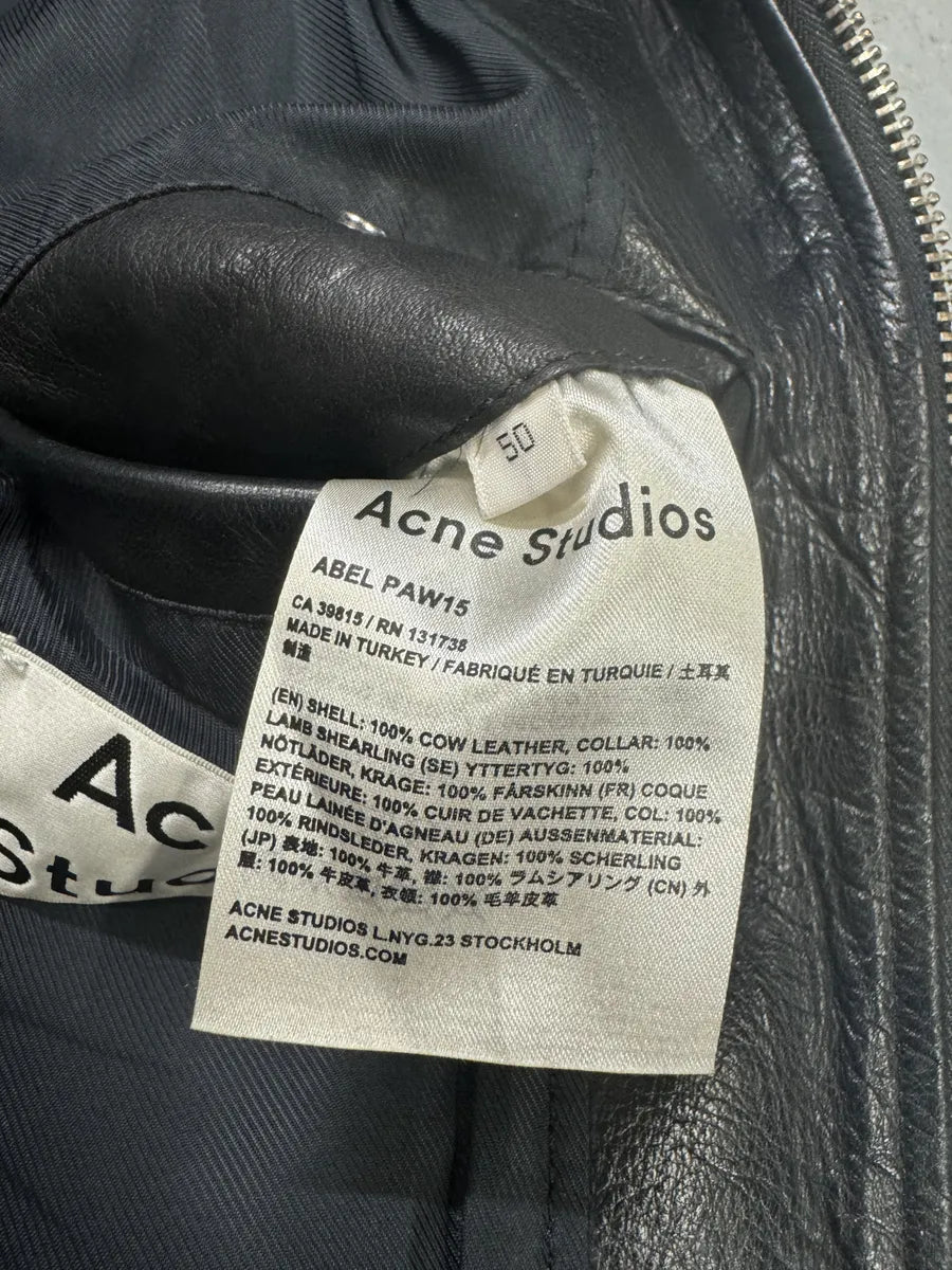 AW2015 Acne Studios Abel Black Cow Leather Jacket YwyUvcJ 11