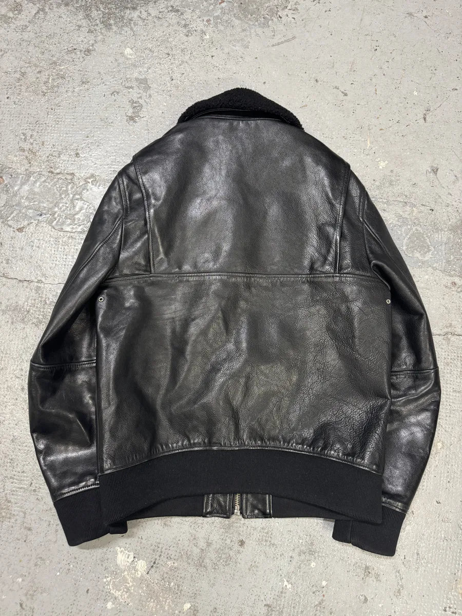 AW2015 Acne Studios Abel Black Cow Leather Jacket YwyUvcJ 2