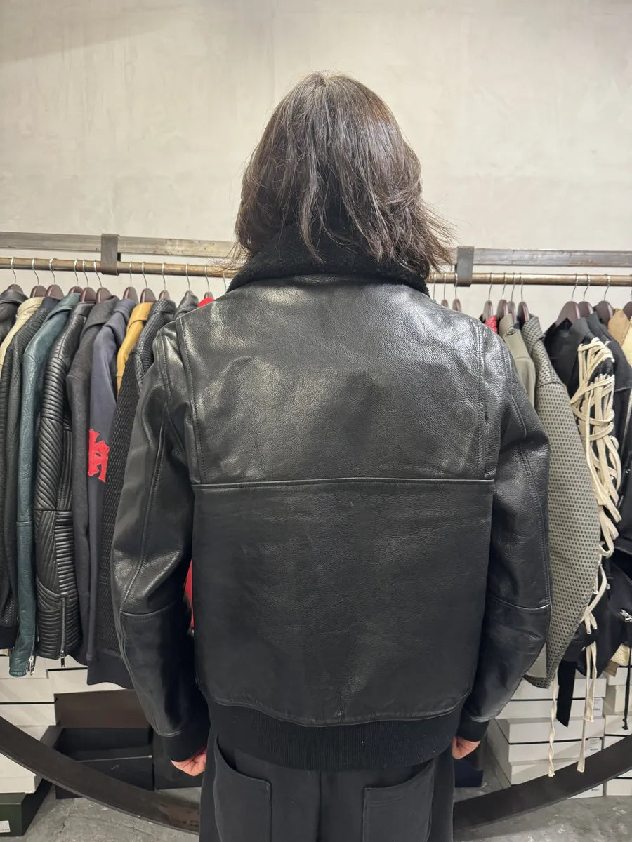 AW2015 Acne Studios Abel Black Cow Leather Jacket YwyUvcJ 4