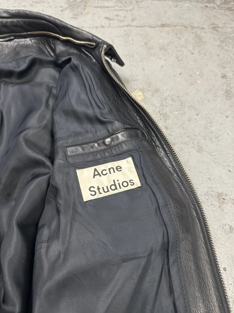 AW2015 Acne Studios Abel Black Cow Leather Jacket YwyUvcJ 5
