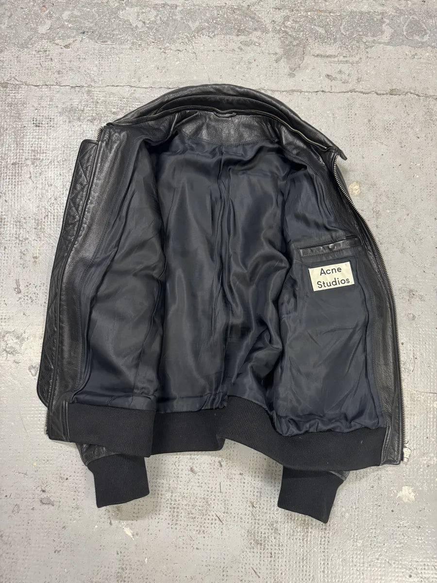 AW2015 Acne Studios Abel Black Cow Leather Jacket YwyUvcJ 6