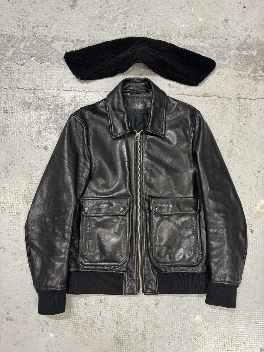 AW2015 Acne Studios Abel Black Cow Leather Jacket YwyUvcJ 8