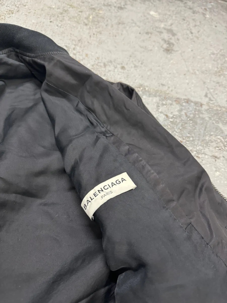 AW2015 Balenciaga Black Asymmetrical Bomber Jacket YTXKUPg 11