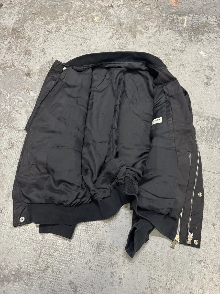 AW2015 Balenciaga Black Asymmetrical Bomber Jacket YTXKUPg 8