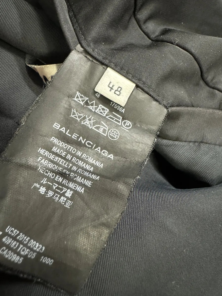 AW2015 Balenciaga Black Asymmetrical Bomber Jacket YTXKUPg 9