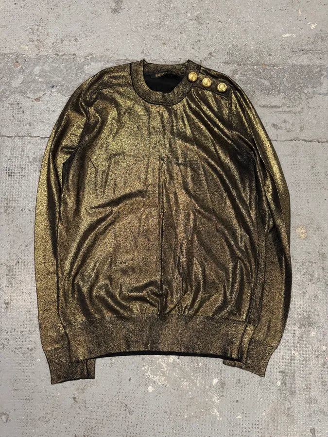 AW2015 Balmain Golden Buttons Shiny Sweater IUEyVaq 0
