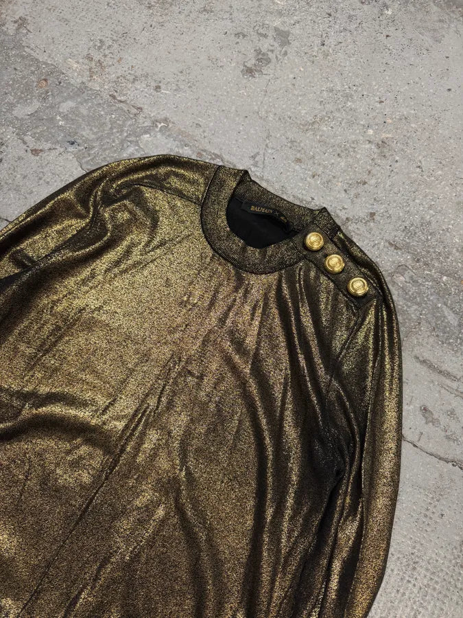 AW2015 Balmain Golden Buttons Shiny Sweater IUEyVaq 4