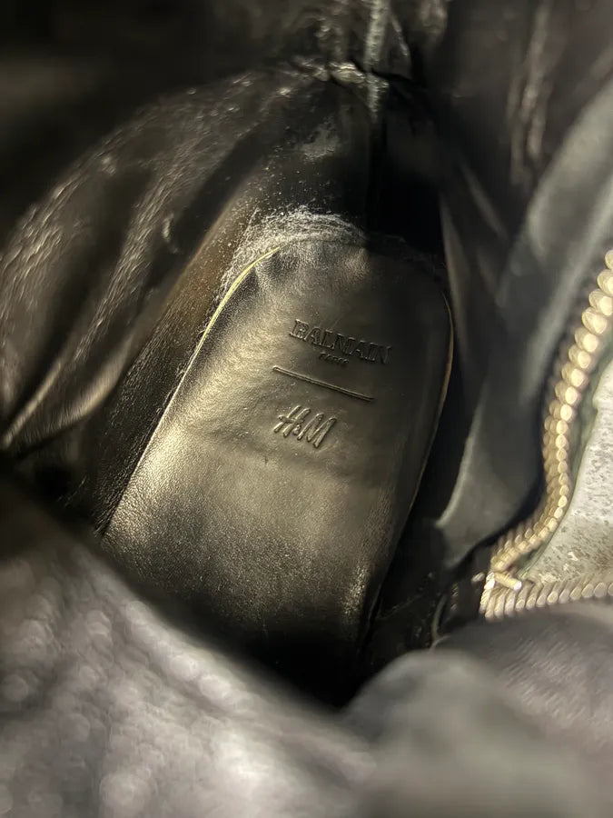 AW2015 Balmain H&M Black Ankle Leather Boots (44eu/us10) NQGkxGj 9