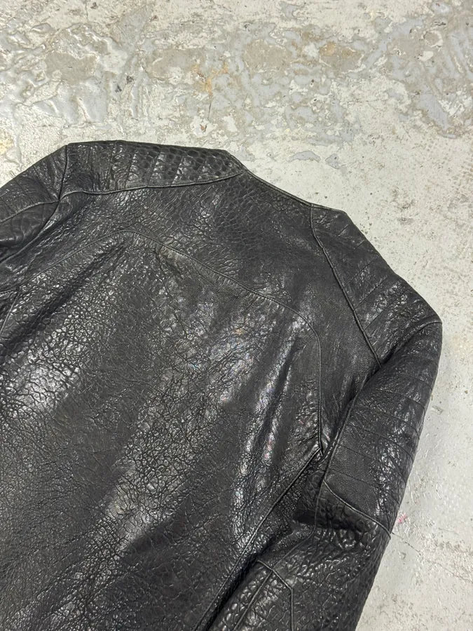 AW2015 Balmain H&M Black Grain Leather Biker Jacket xkEcqea 5