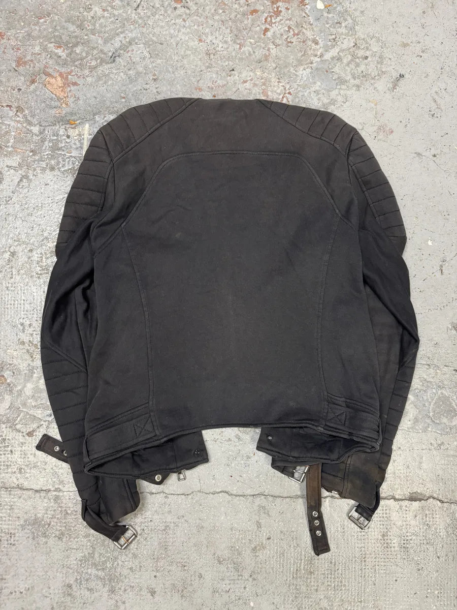 AW2015 Balmain H&M Black Horpist Spike Biker Black Jacket IOfhYIo 4