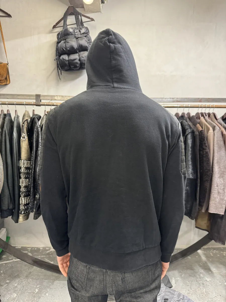 AW2015 Balmain H&M Black Leather Padded Biker Sweatshirt (L) lzpxgoK 2