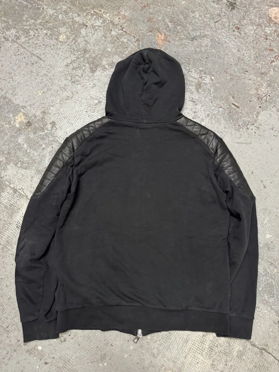 AW2015 Balmain H&M Black Leather Padded Biker Sweatshirt (L) lzpxgoK 5