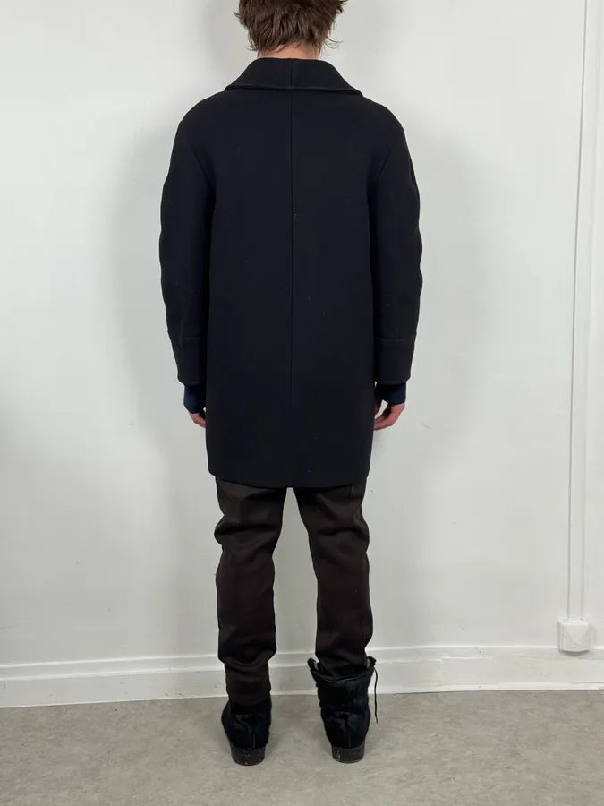 AW2015 Balmain H&M Black Officer Coat pfzHBbA 2