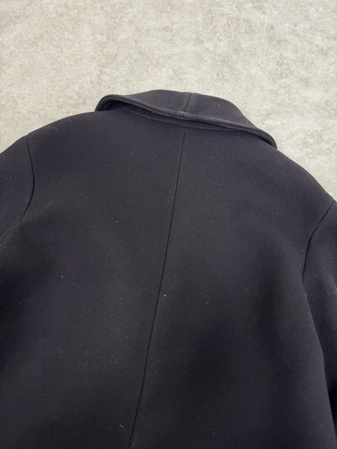AW2015 Balmain H&M Black Officer Coat pfzHBbA 5