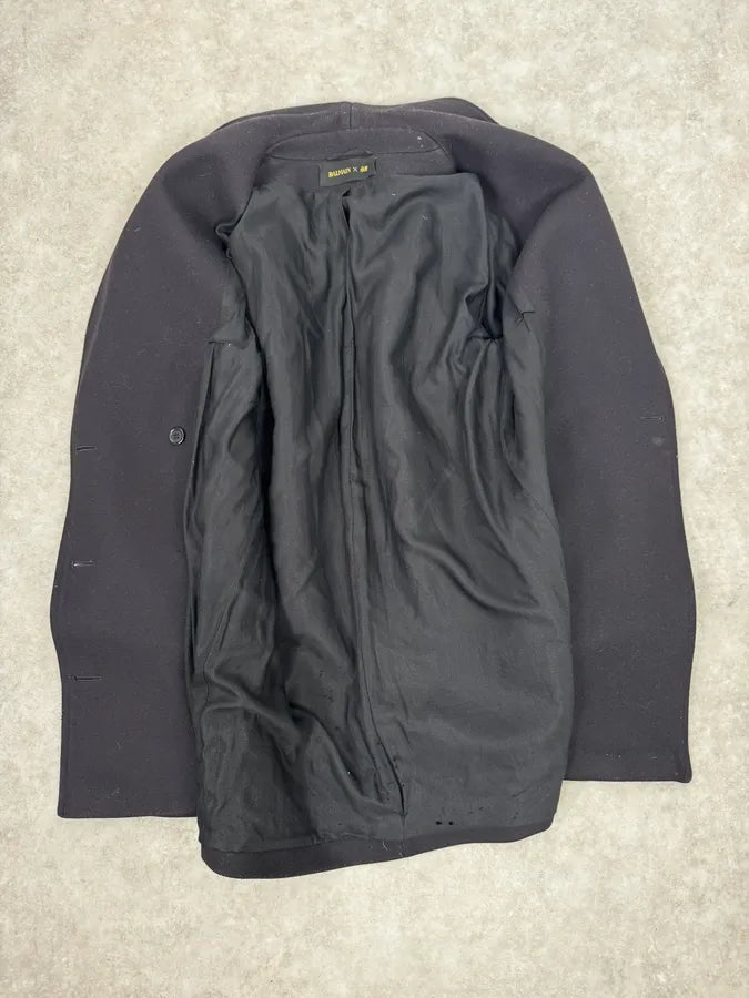 AW2015 Balmain H&M Black Officer Coat pfzHBbA 6