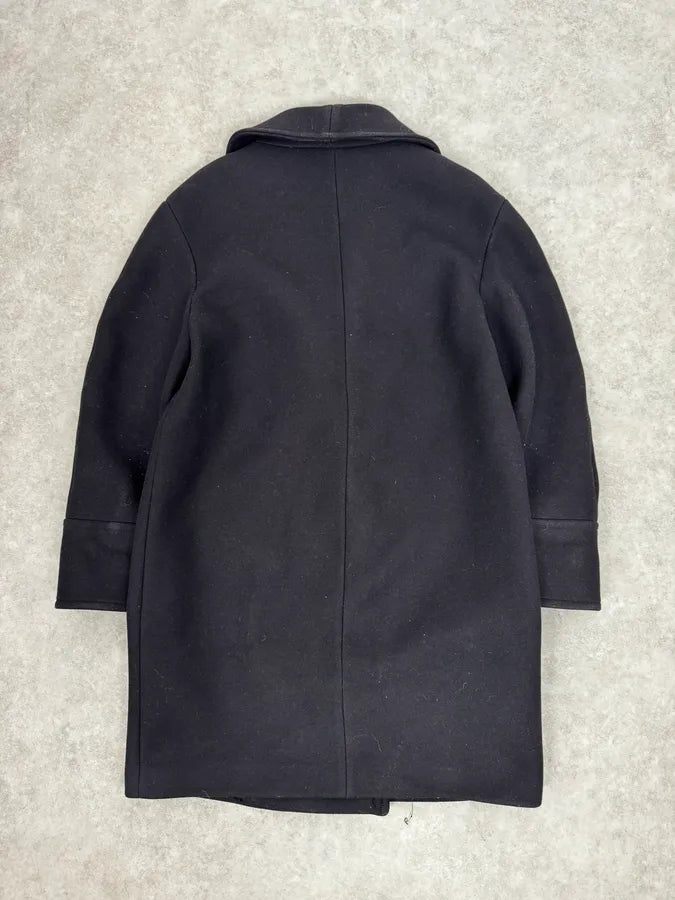 AW2015 Balmain H&M Black Officer Coat pfzHBbA 3