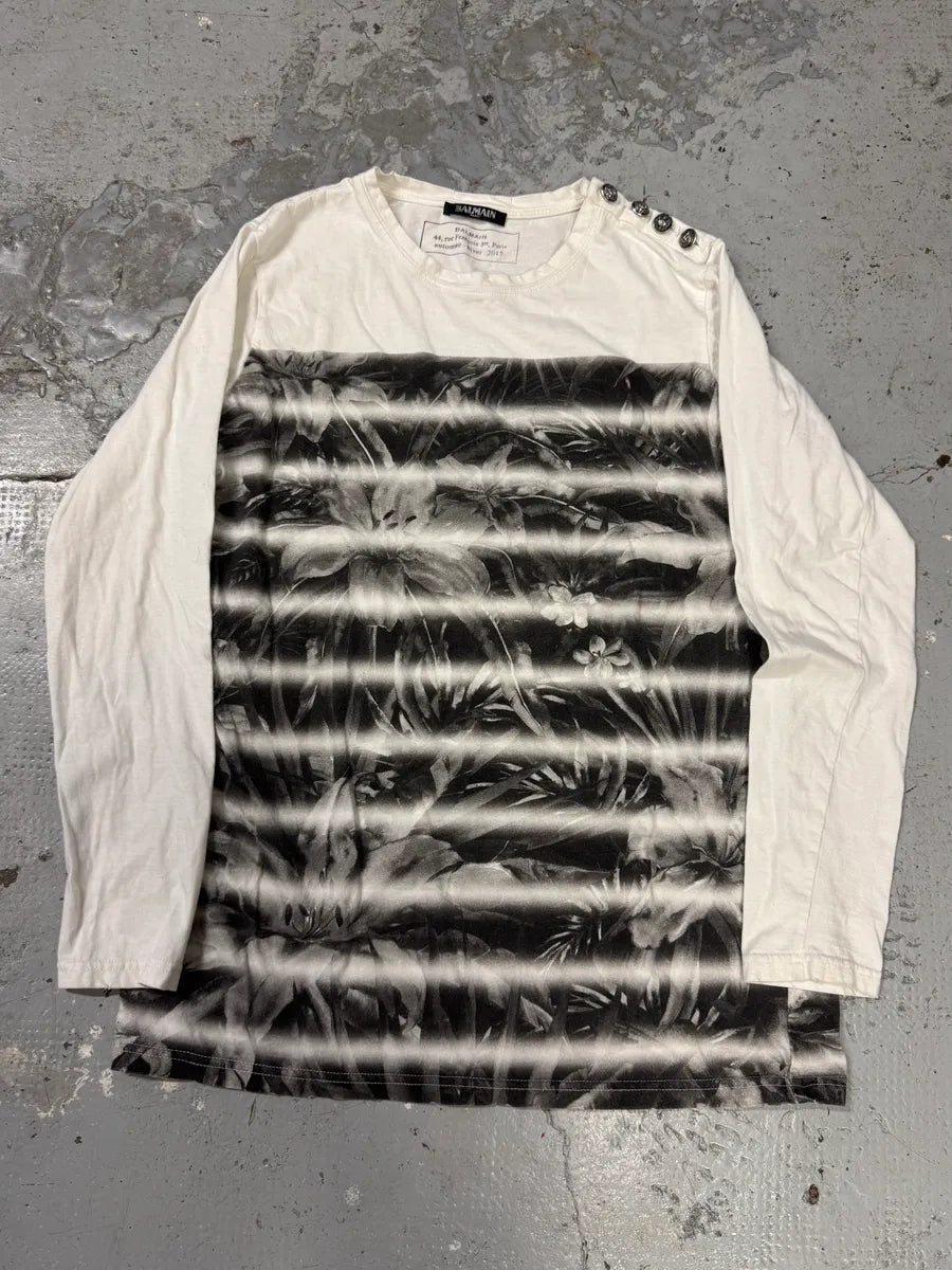 AW2015 Balmain Jungle Stripes White Longsleeves aGUdOcV 0