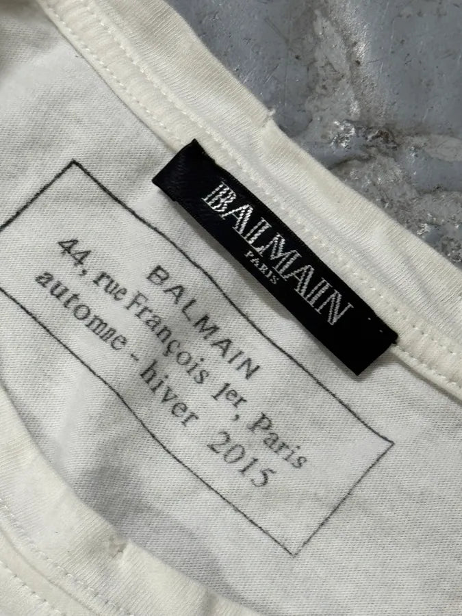 AW2015 Balmain Jungle Stripes White Longsleeves aGUdOcV 5