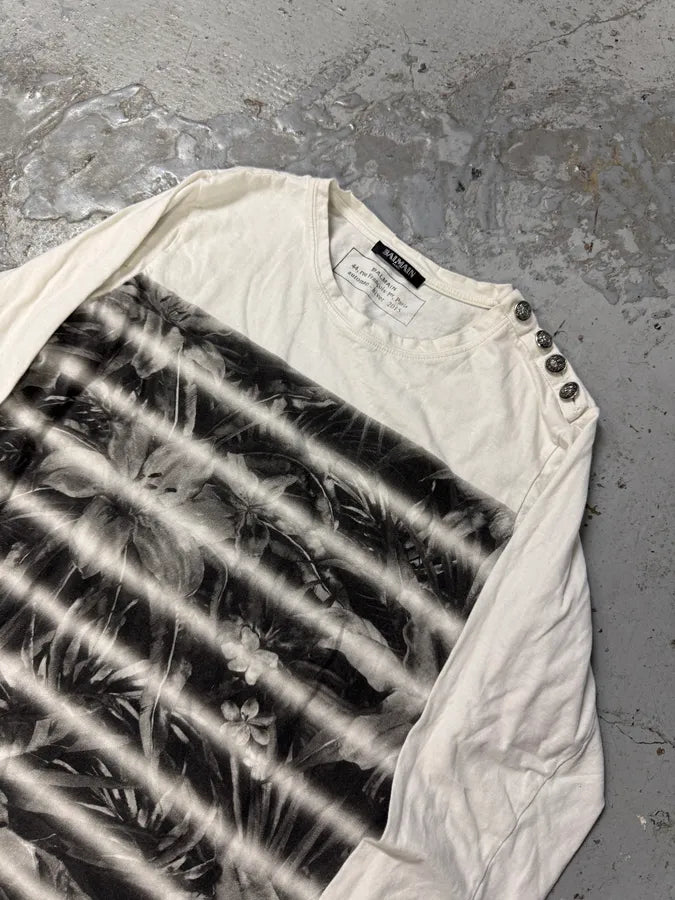 AW2015 Balmain Jungle Stripes White Longsleeves aGUdOcV 7
