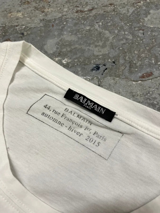 AW2015 Balmain Phoenix White T-Shirt MRPNByh 6