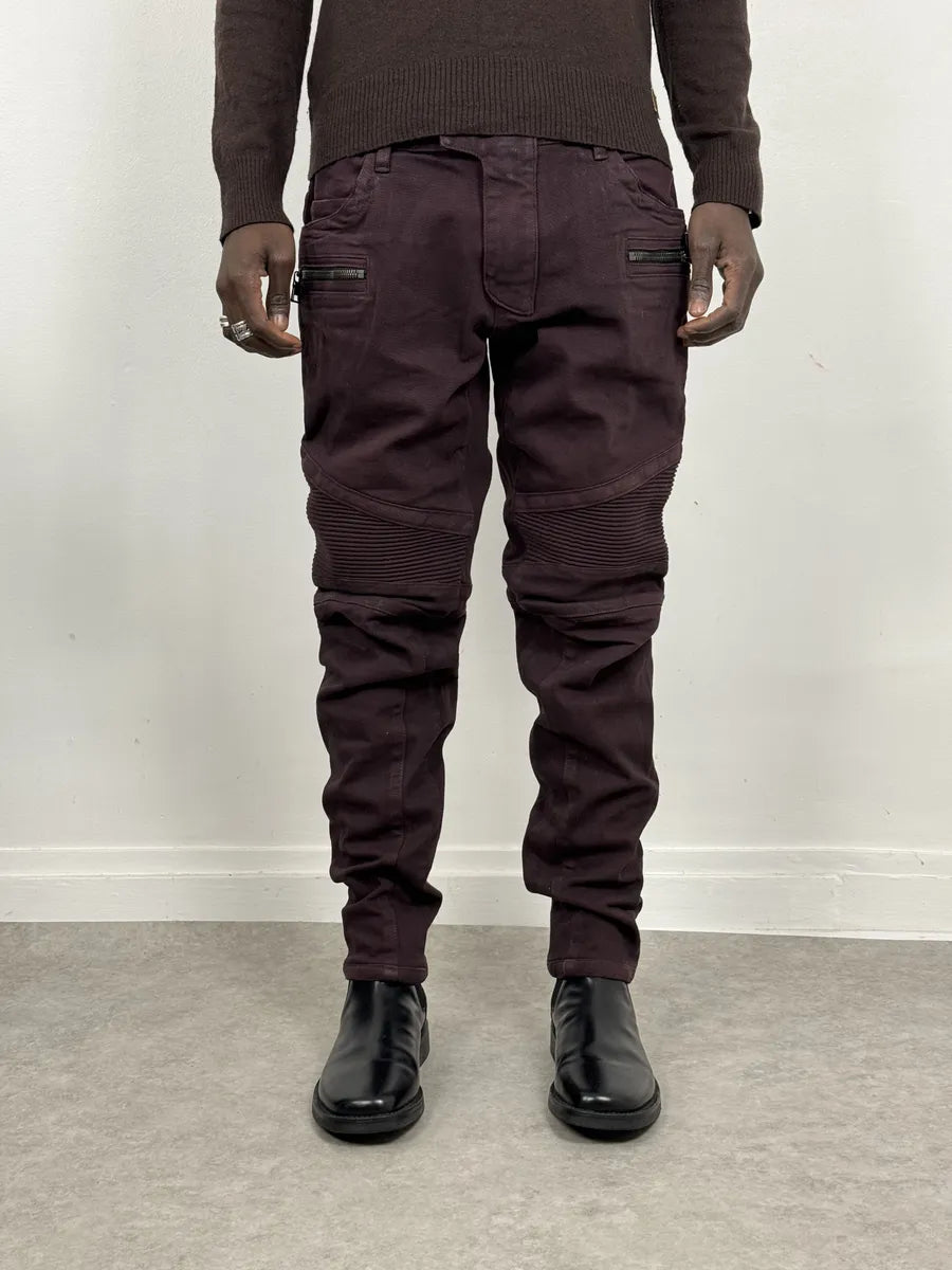AW2015 Balmain Purple Biker Slim Denim Jeans TIMqhnz 1