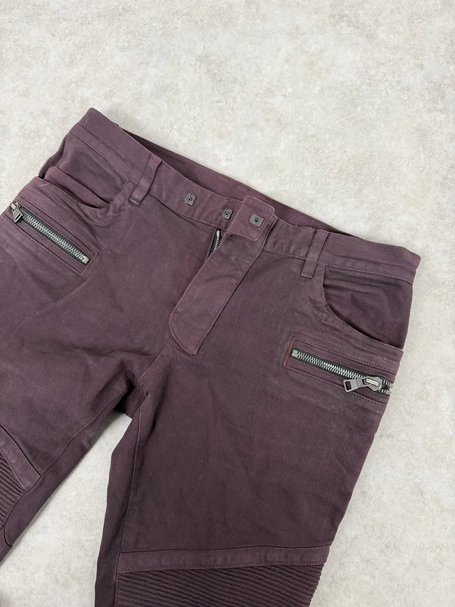 AW2015 Balmain Purple Biker Slim Denim Jeans TIMqhnz 10
