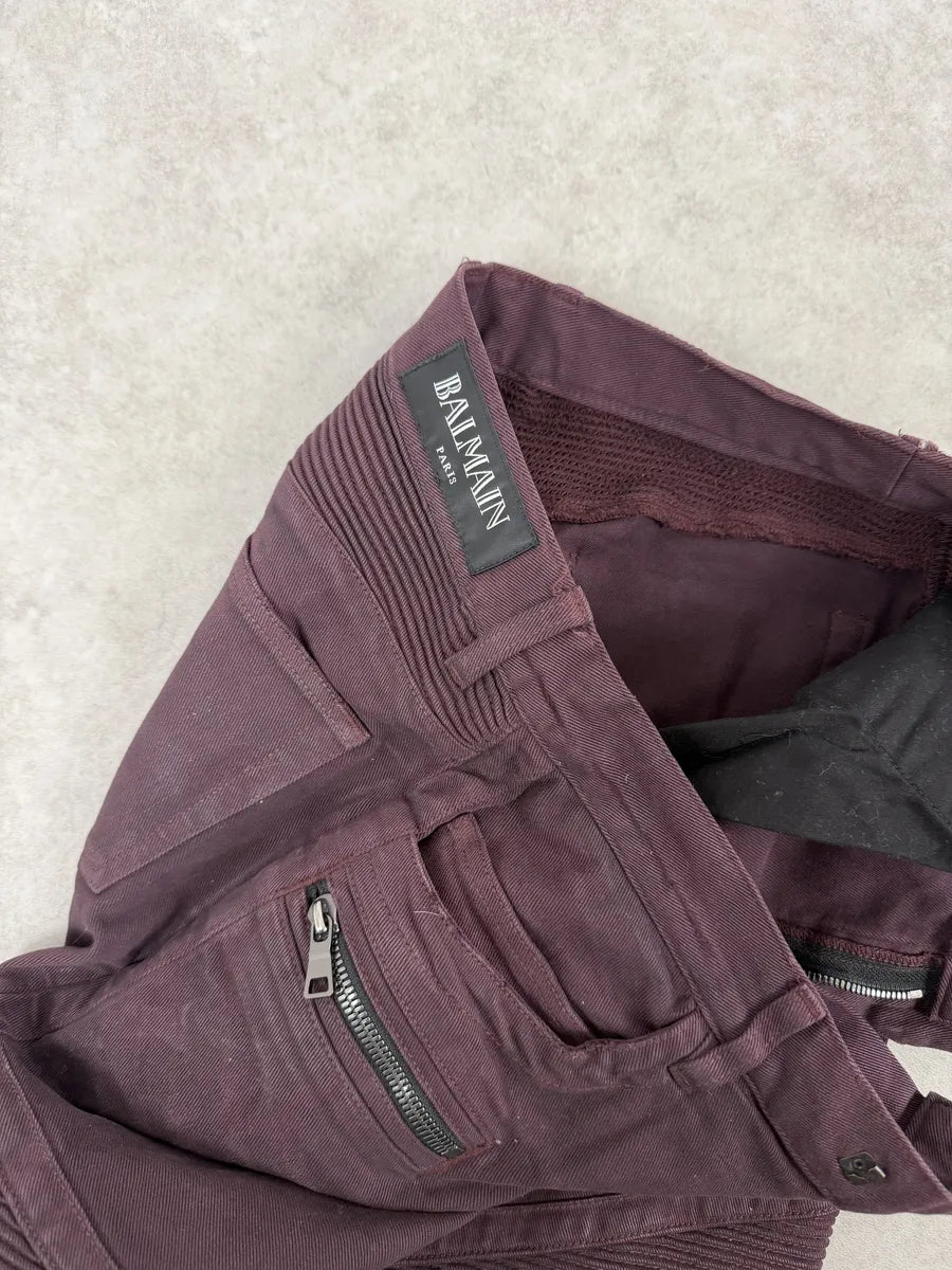 AW2015 Balmain Purple Biker Slim Denim Jeans TIMqhnz 11
