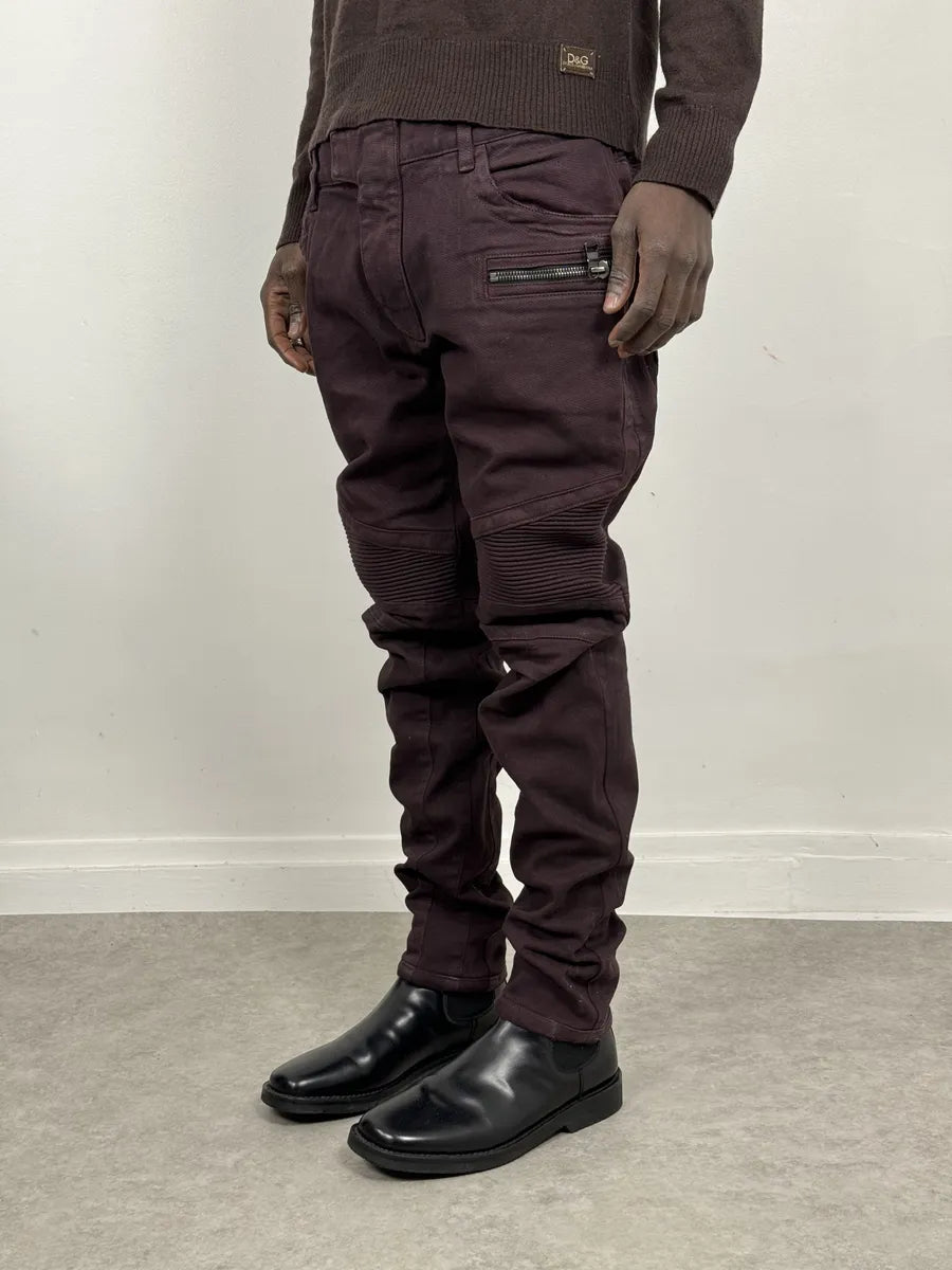 AW2015 Balmain Purple Biker Slim Denim Jeans TIMqhnz 2