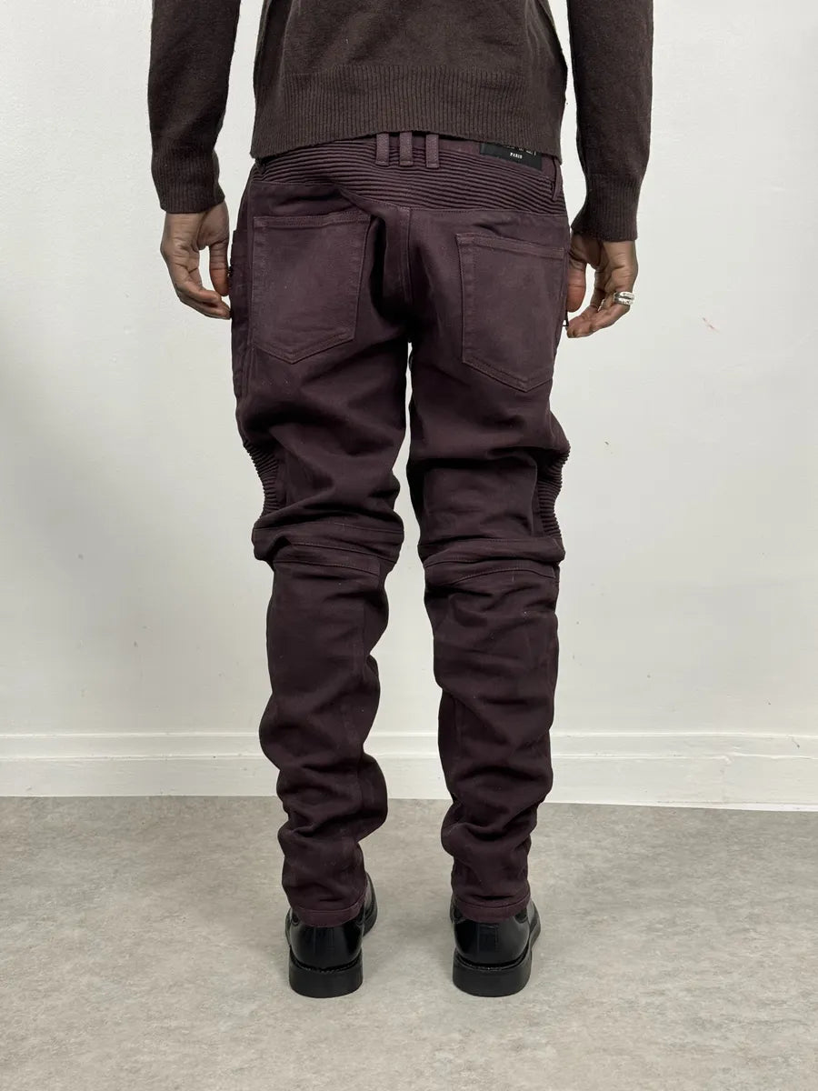 AW2015 Balmain Purple Biker Slim Denim Jeans TIMqhnz 3