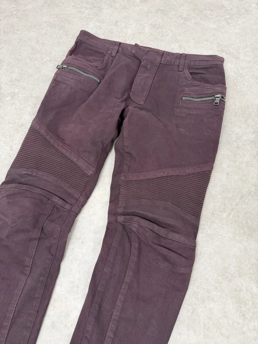 AW2015 Balmain Purple Biker Slim Denim Jeans TIMqhnz 5