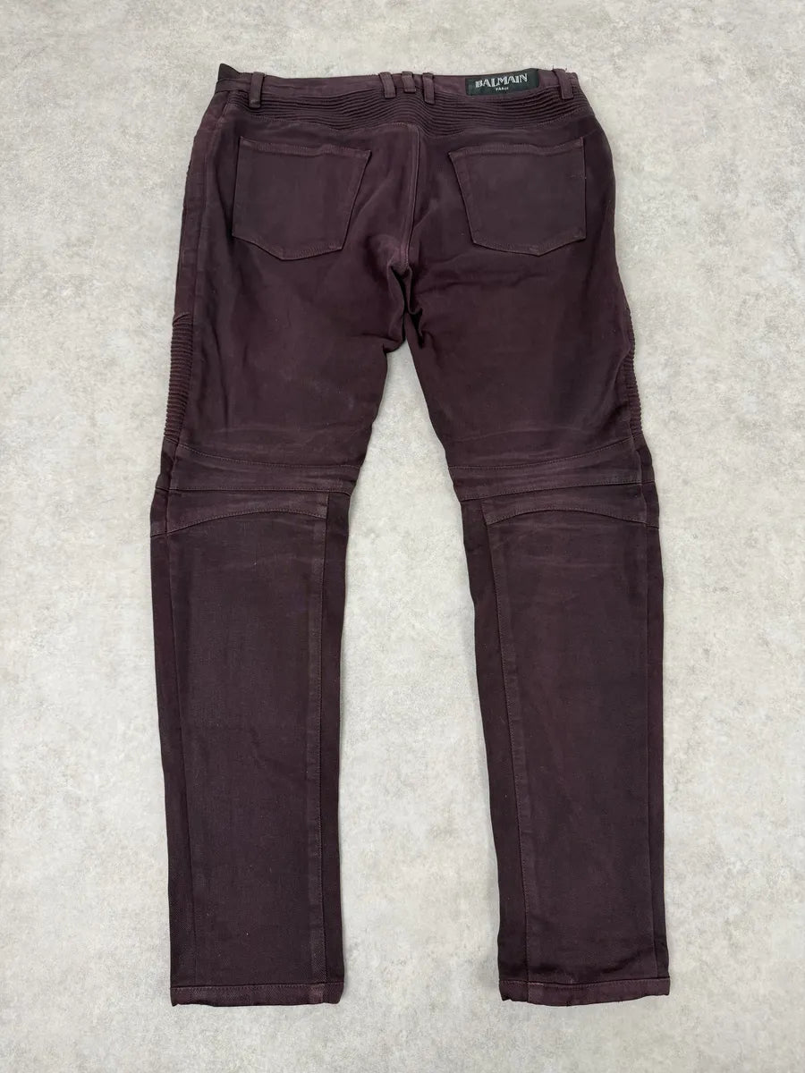 AW2015 Balmain Purple Biker Slim Denim Jeans TIMqhnz 6