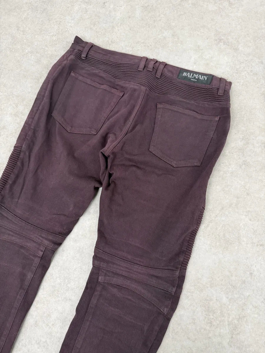 AW2015 Balmain Purple Biker Slim Denim Jeans TIMqhnz 8