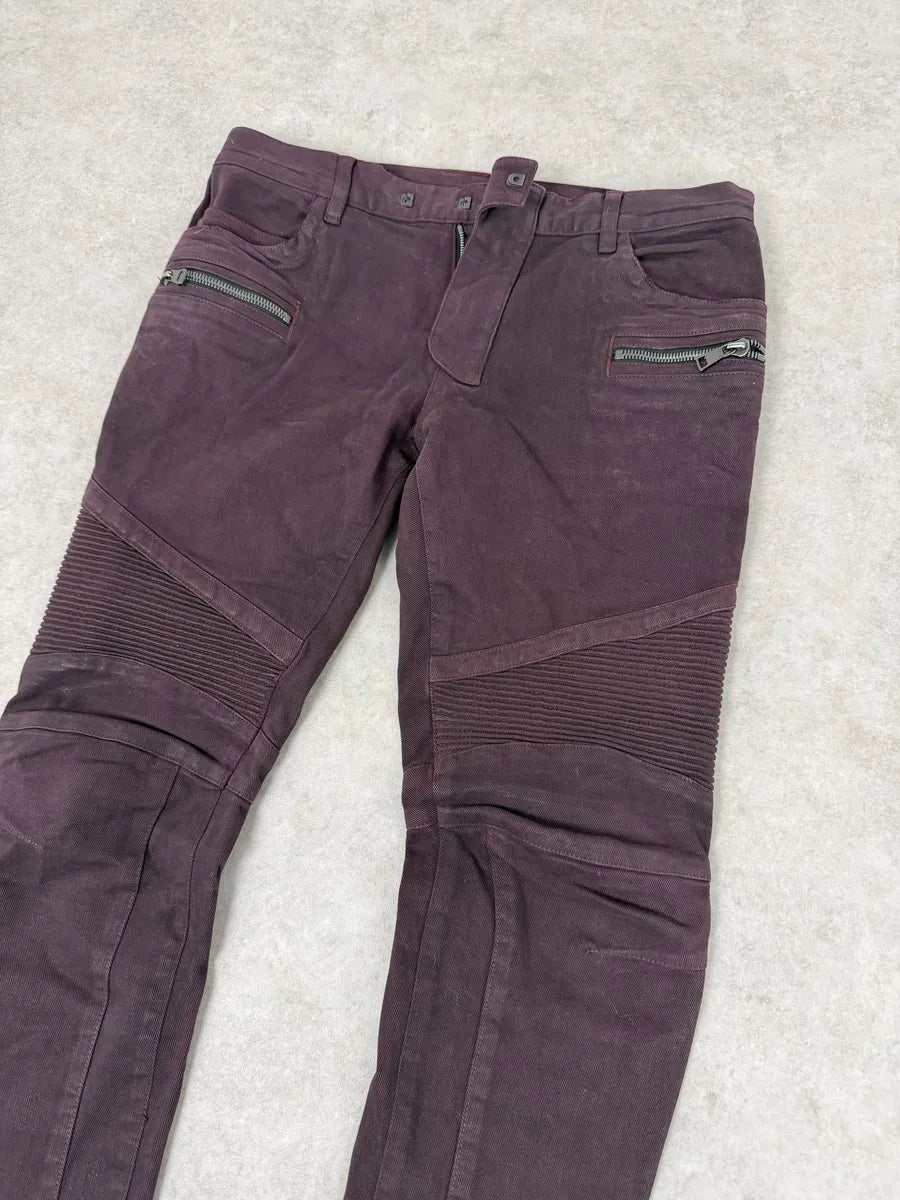 AW2015 Balmain Purple Biker Slim Denim Jeans TIMqhnz 9